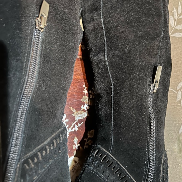 Vince Camuto " Madolee"  Braided Black Suede Tall Block Heel Boots - Picture 6 of 7